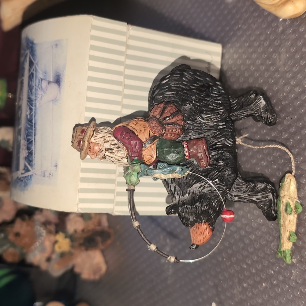 AVAILABLE -. VTG RARE-"The bear &the fisherman" by David Frykman 4"t x 4"w x 1"d
